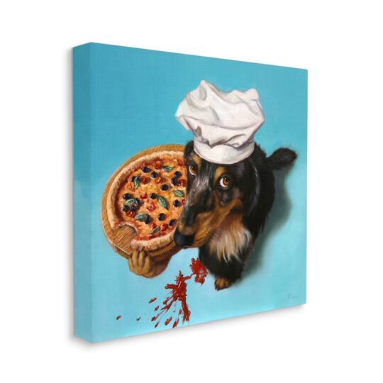 Stupell Industries Dog Chef Pizza Bite Portrait Canvas Wall Art